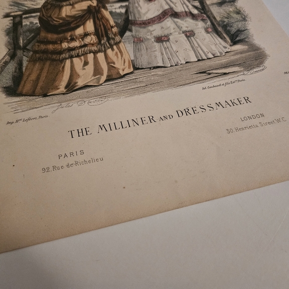 1870 The Milliner and the Dressmaker Women's Fashion Magazine Illustration - Picture 3 of 3